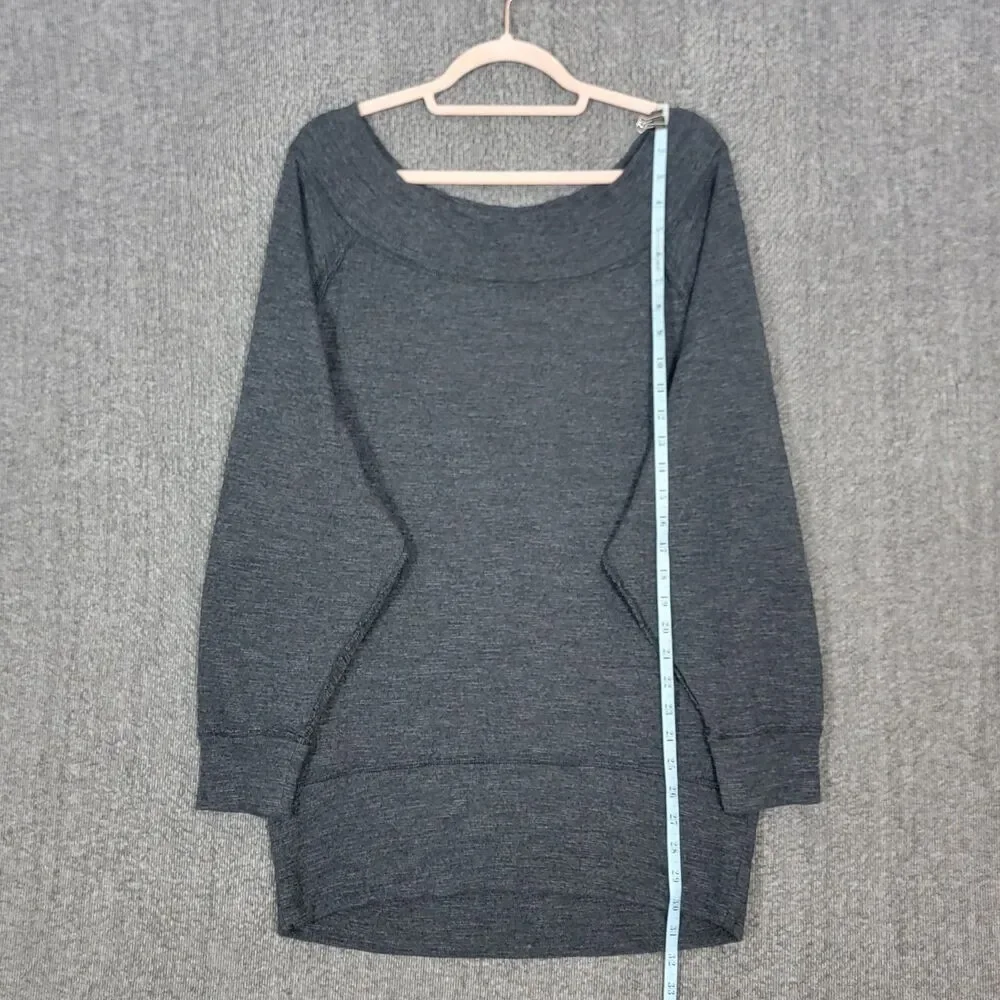 We the Free People Palisades Off The Shoulder Slouchy Thermal Top Womens L Gray